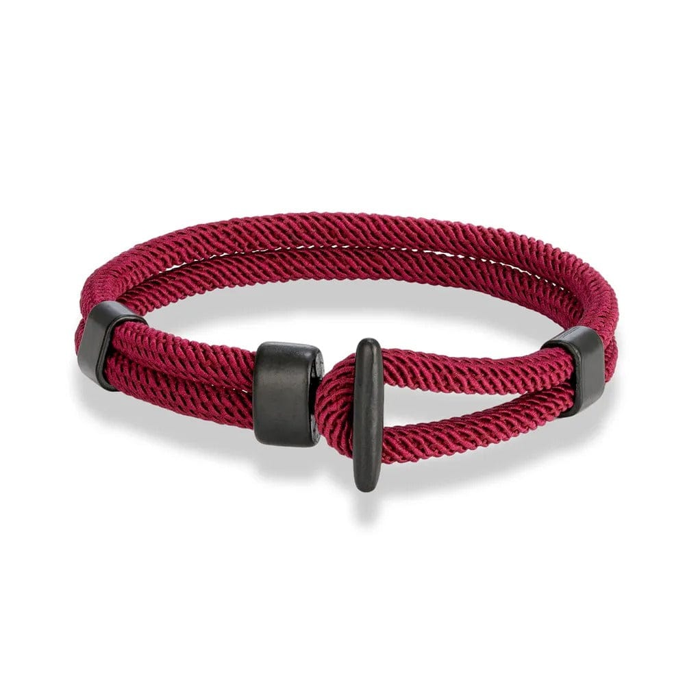 Bracelet cordon homme fermoir manille Rouge / 19cm