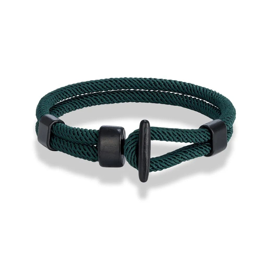 Bracelet cordon homme fermoir manille Vert / 19cm