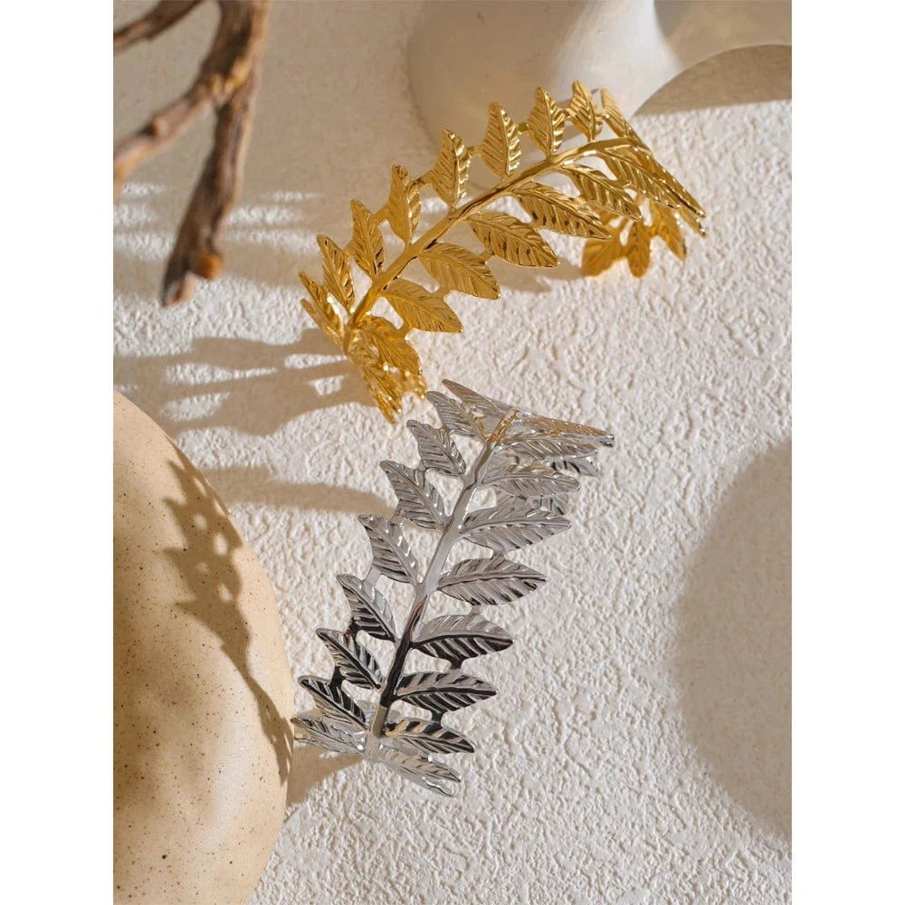 Bracelet Couronne Feuilles Doré Élégant