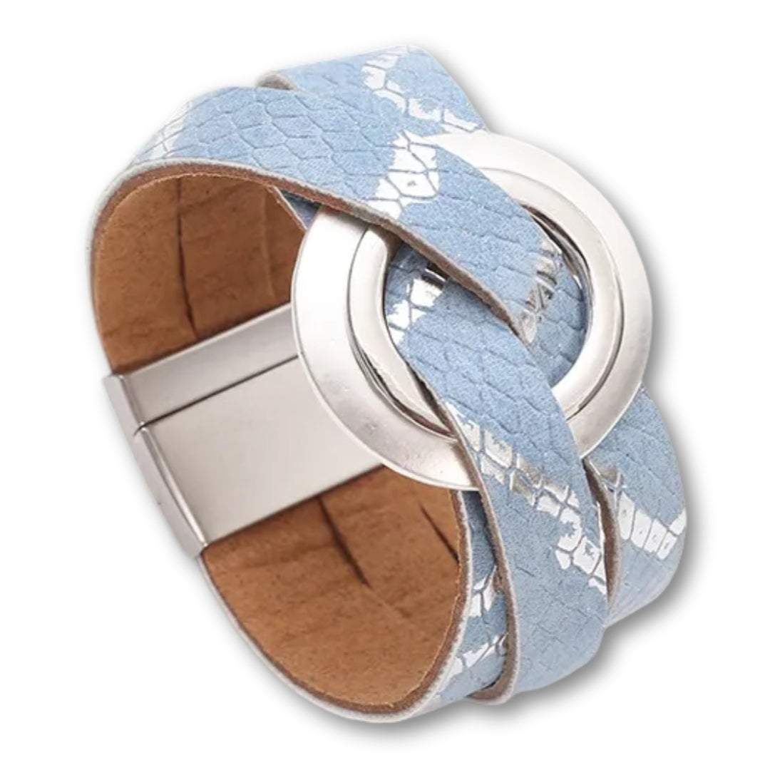 Bracelet Cuir Chic Femme Bleu