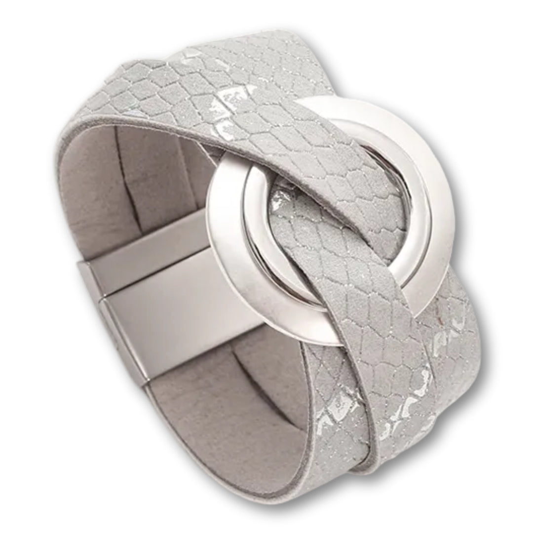 Bracelet Cuir Chic Femme Gris