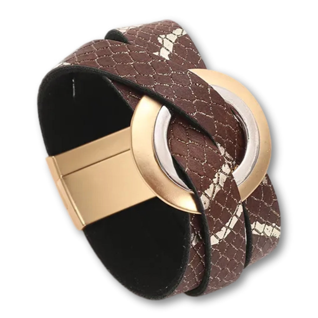 Bracelet Cuir Chic Femme Marron