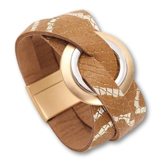 Bracelet Cuir Chic Femme Marron Clair