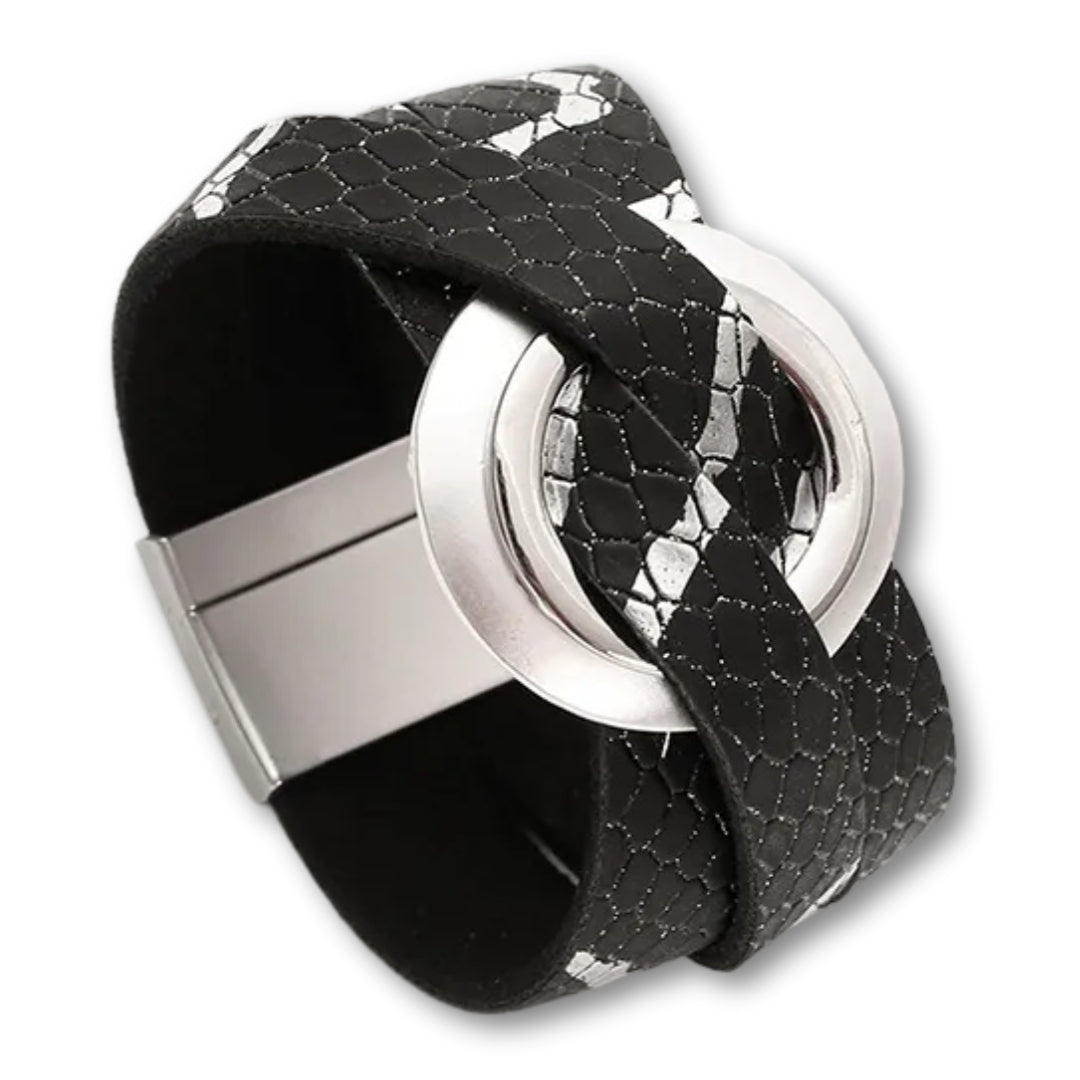 Bracelet Cuir Chic Femme Noir