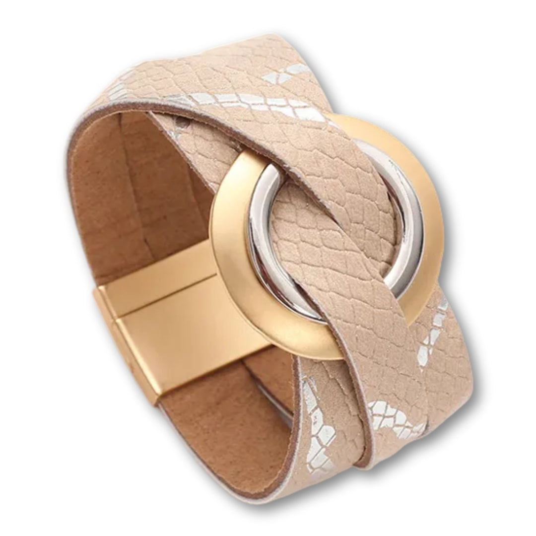 Bracelet Cuir Chic Femme Rose