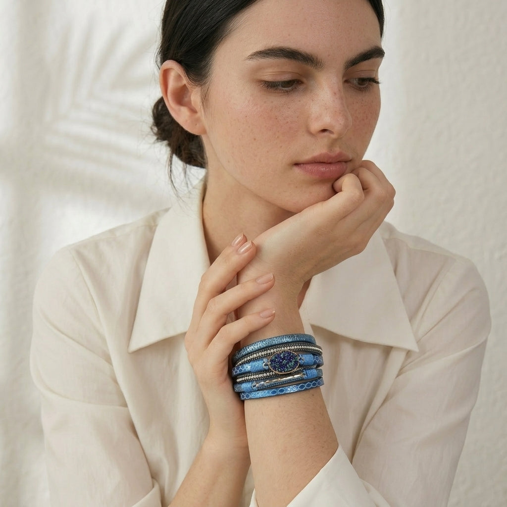 bracelet cuir double tour femme