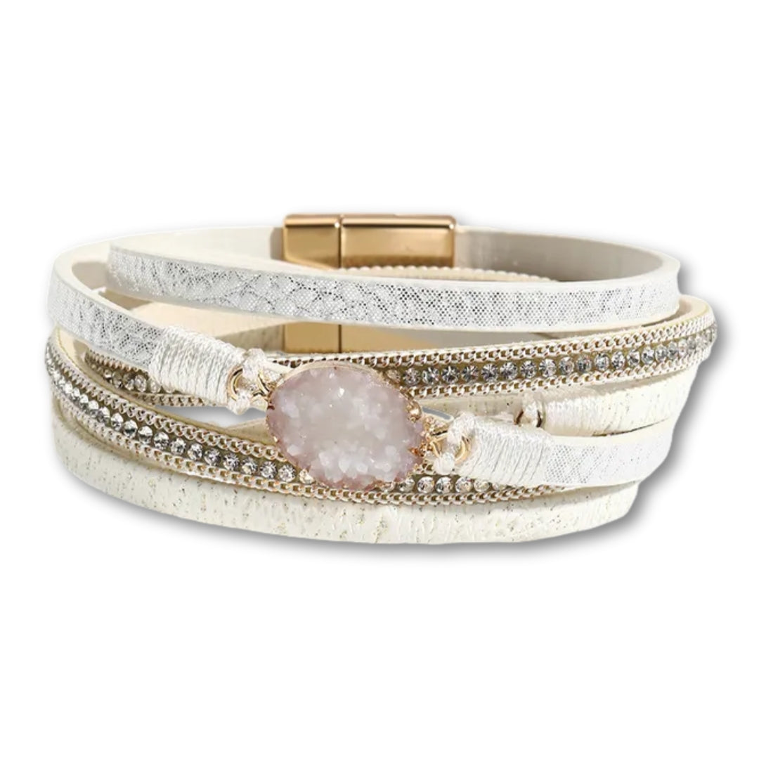 bracelet cuir double tour femme Blanc