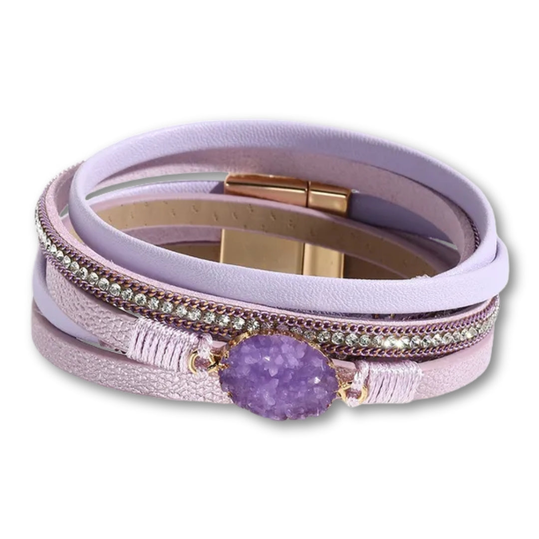 bracelet cuir double tour femme Violet