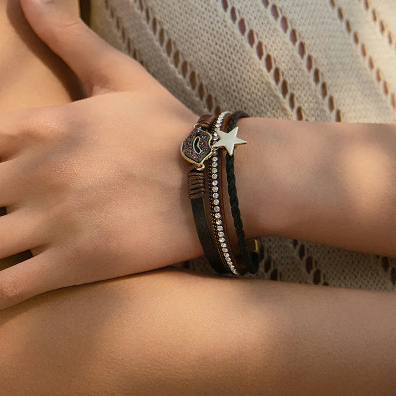 Bracelet cuir éclatant femme | Bijou tendance et lumineux