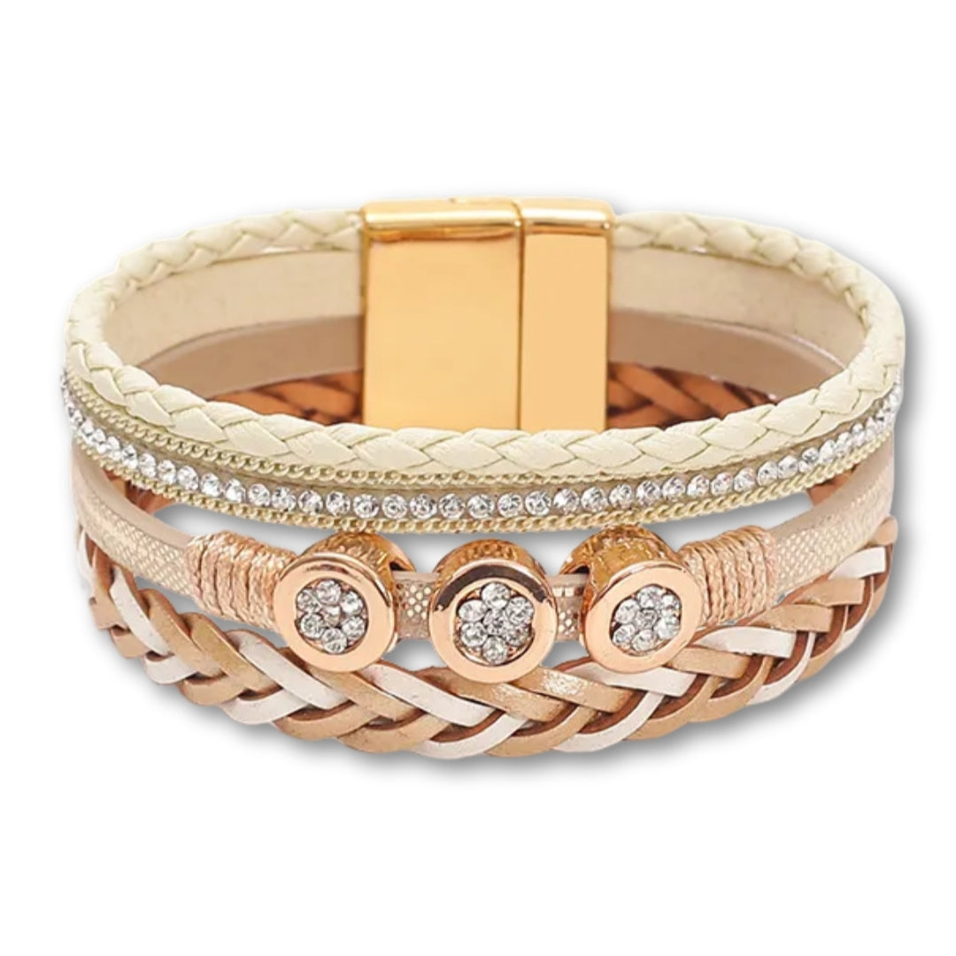 Bracelet Cuir Élégant Beige