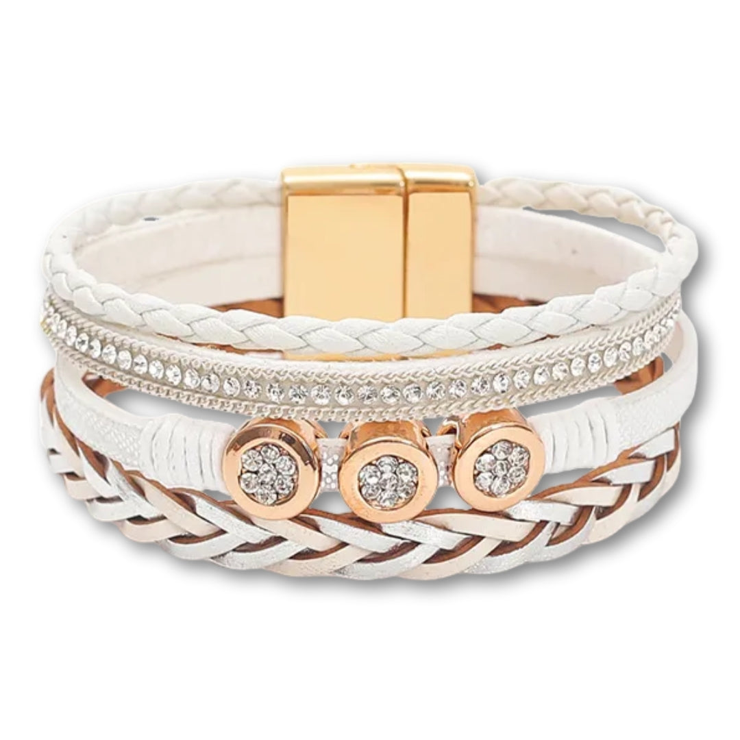 Bracelet Cuir Élégant Blanc
