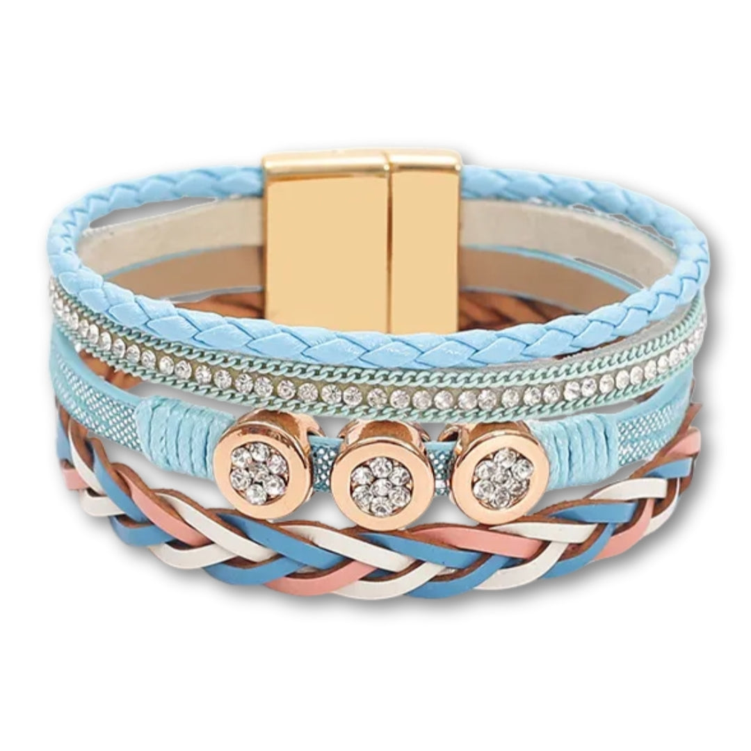 Bracelet Cuir Élégant Bleu