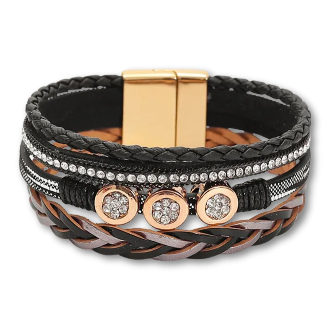 Bracelet Cuir Élégant Noir