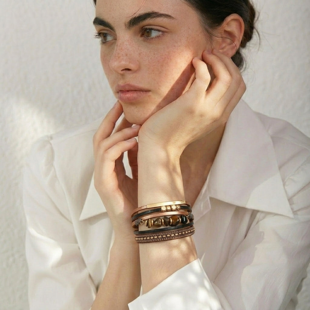 Bracelet Cuir et Pierre
