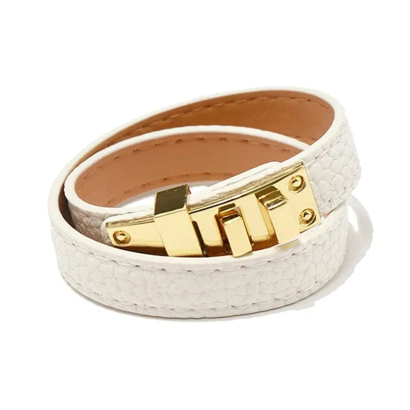 Bracelet cuir femme élégant Blanc