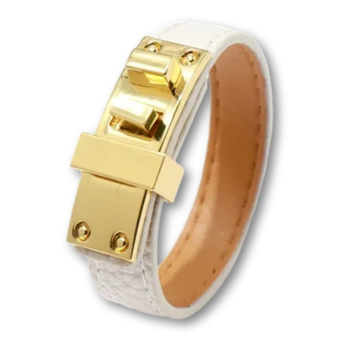 Bracelet cuir femme élégant Blanc
