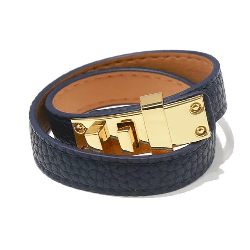 Bracelet cuir femme élégant Bleu Foncé