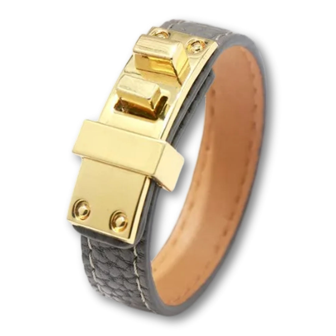 Bracelet cuir femme élégant Gris
