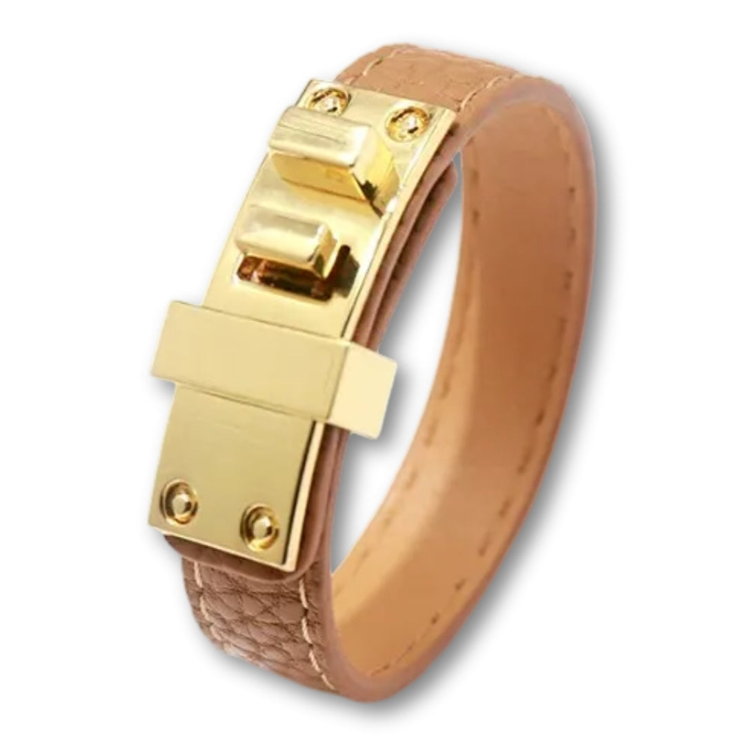 Bracelet cuir femme élégant Kaki