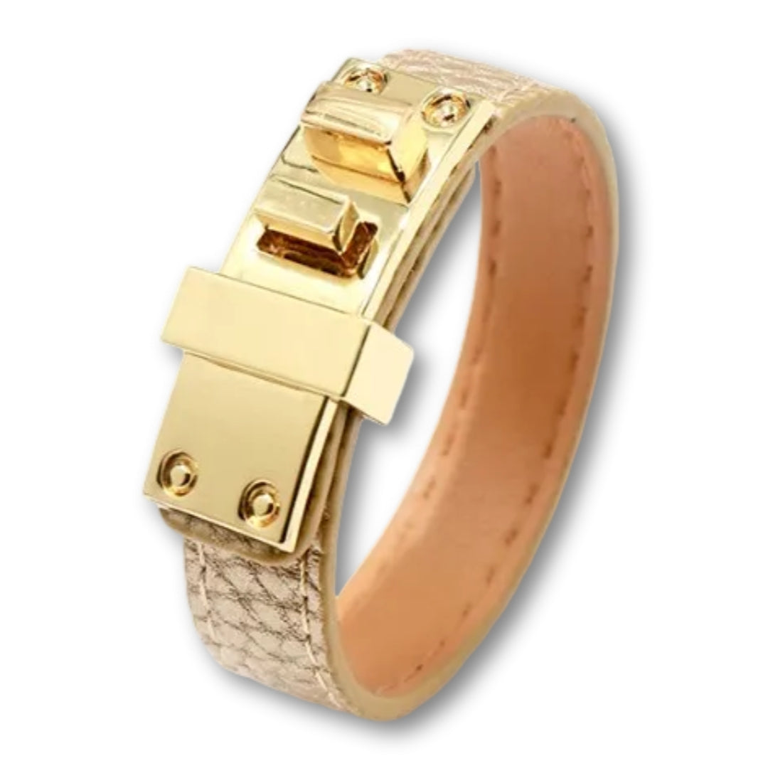 Bracelet cuir femme élégant Or