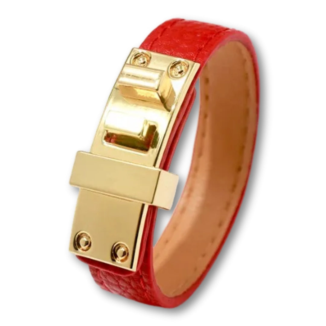 Bracelet cuir femme élégant Rouge