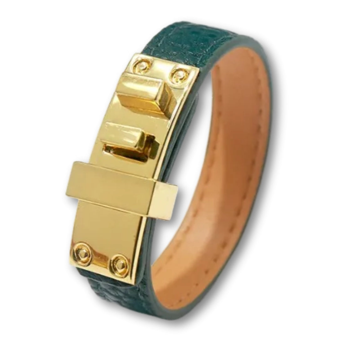 Bracelet cuir femme élégant Vert