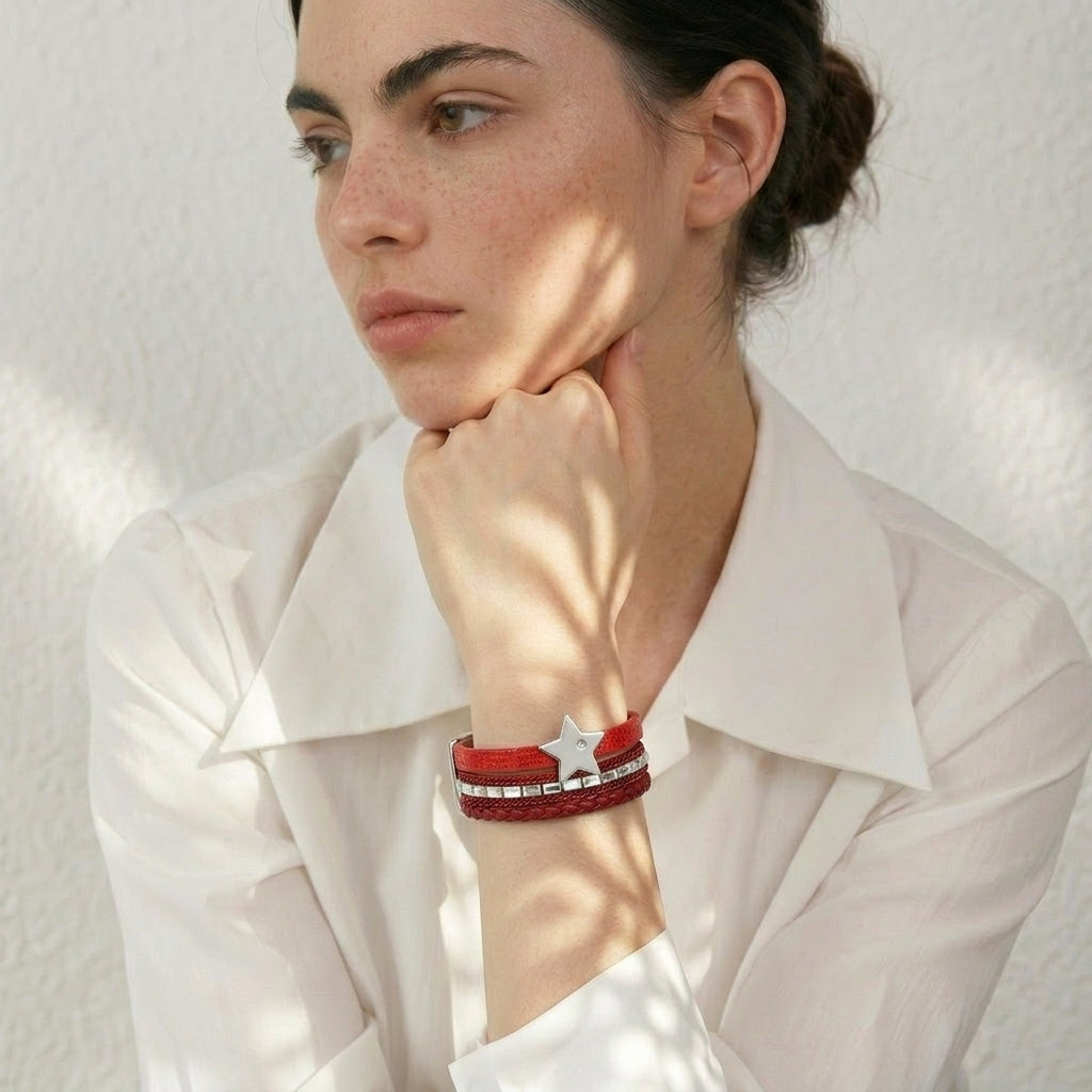 Bracelet Cuir Femme Etoile