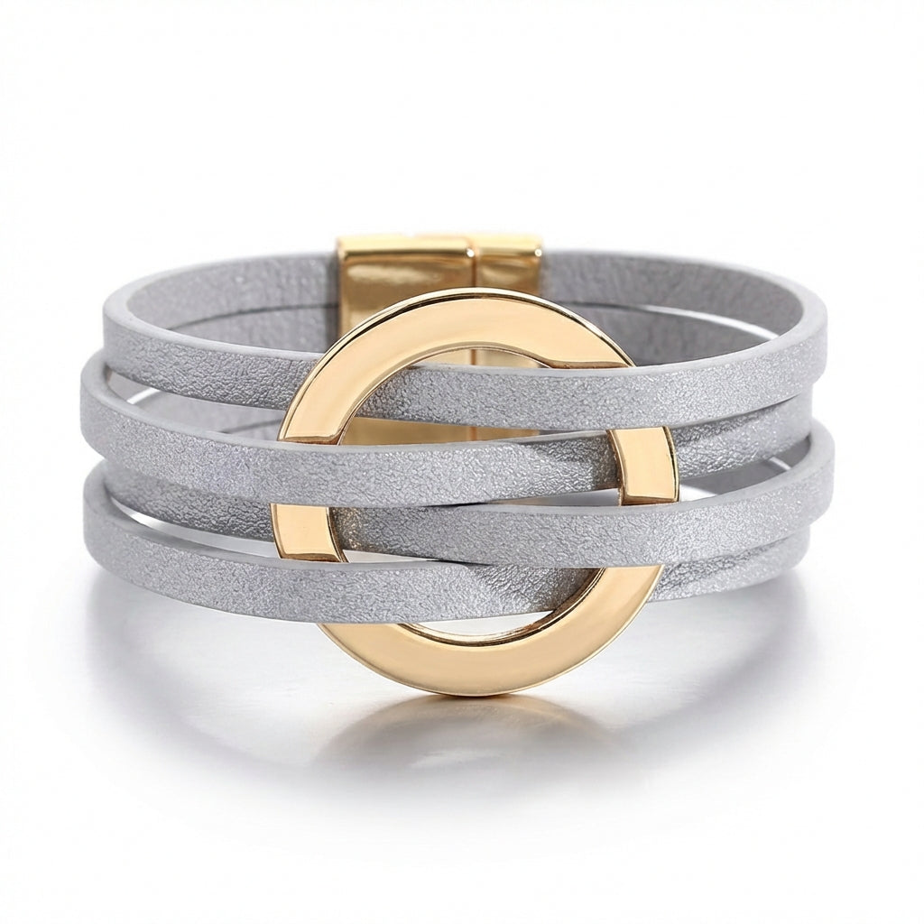 bracelet cuir femme luxe Gris