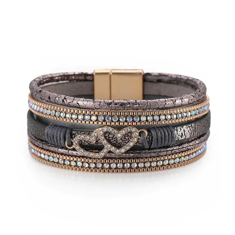 bracelet-cuir-femme-manchette-strass-éclatant Gris