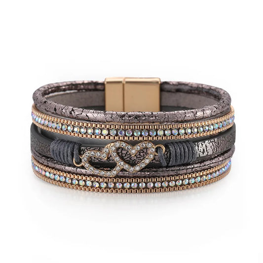 bracelet-cuir-femme-manchette-strass-éclatant Gris