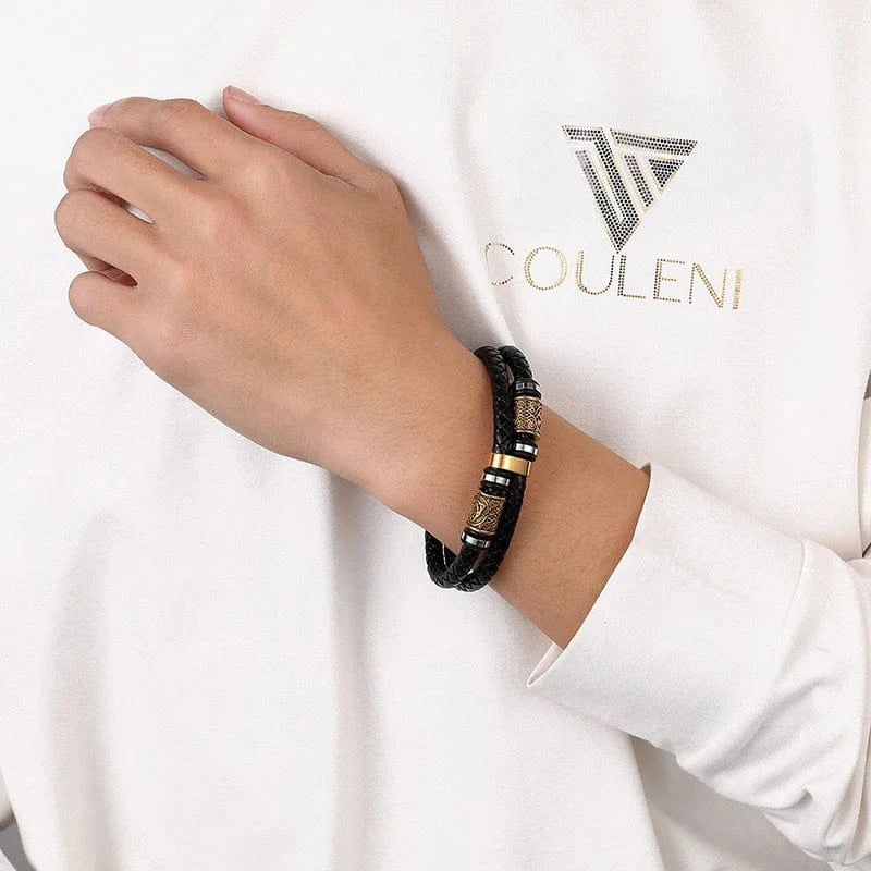bracelet cuir homme élégant triquetra