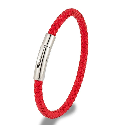 bracelet cuir homme rouge Rouge / 19cm