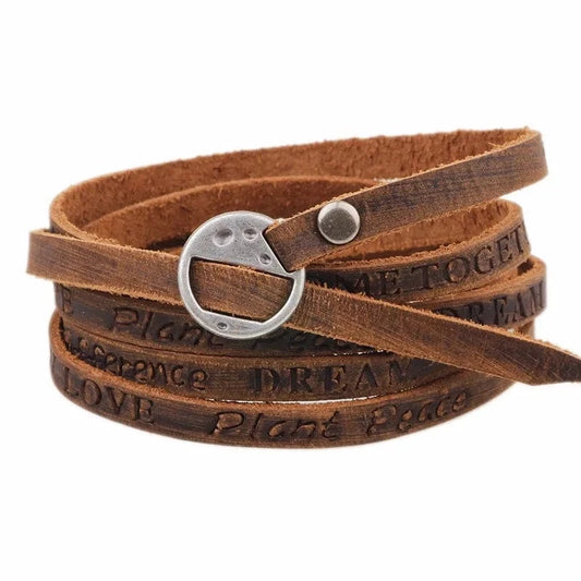 Bracelet cuir homme vintage artisanale Marron