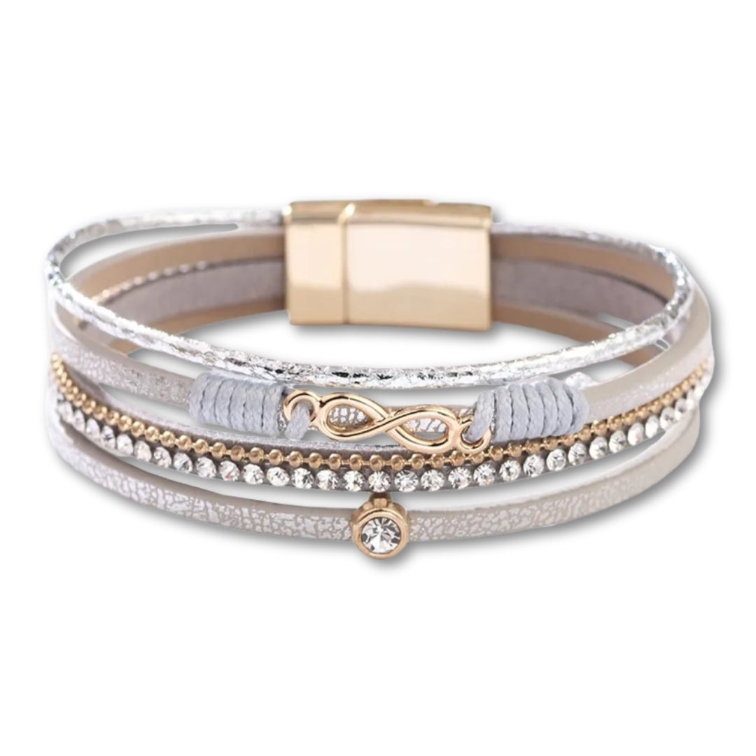 Bracelet cuir infini femme | Élégance et éclat Blanc