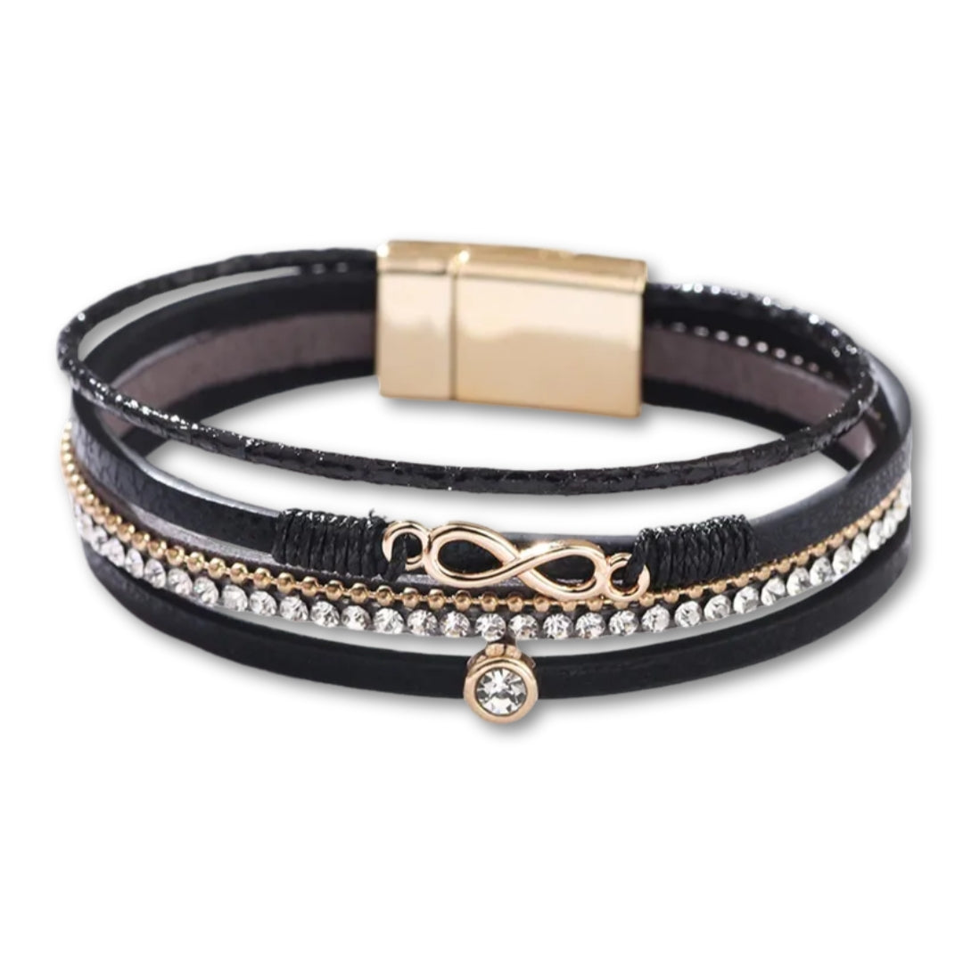 Bracelet cuir infini femme | Élégance et éclat Noir