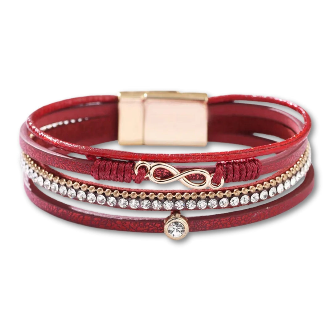 Bracelet cuir infini femme | Élégance et éclat Rouge