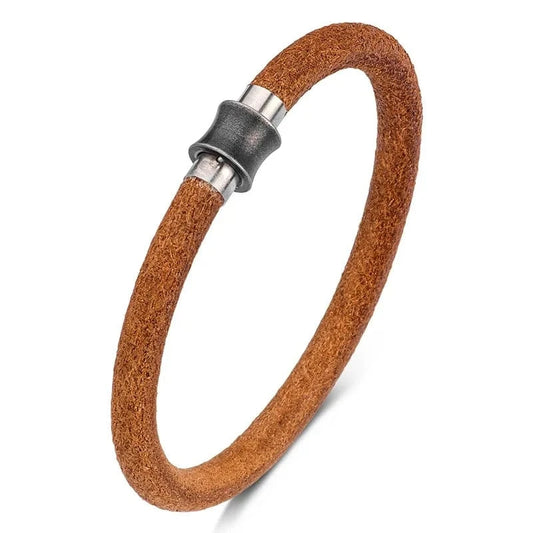 bracelet cuir marron élégant homme 19cm