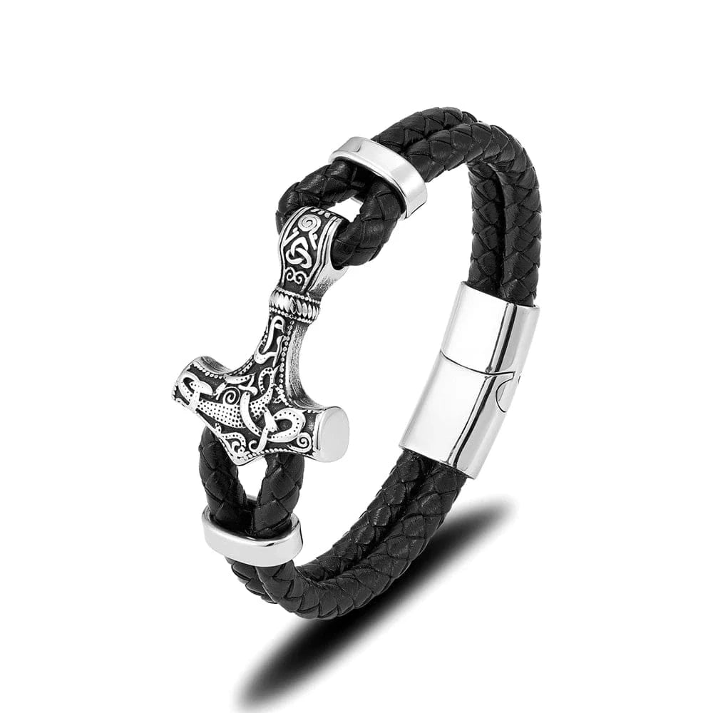 bracelet cuir marteau viking homme 19cm