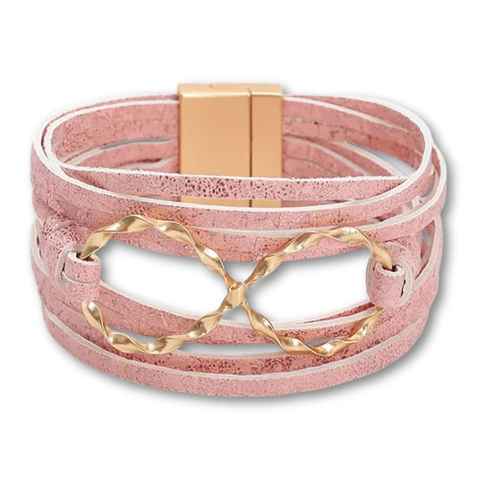 Bracelet cuir motif infini doré | Élégance féminine Rose