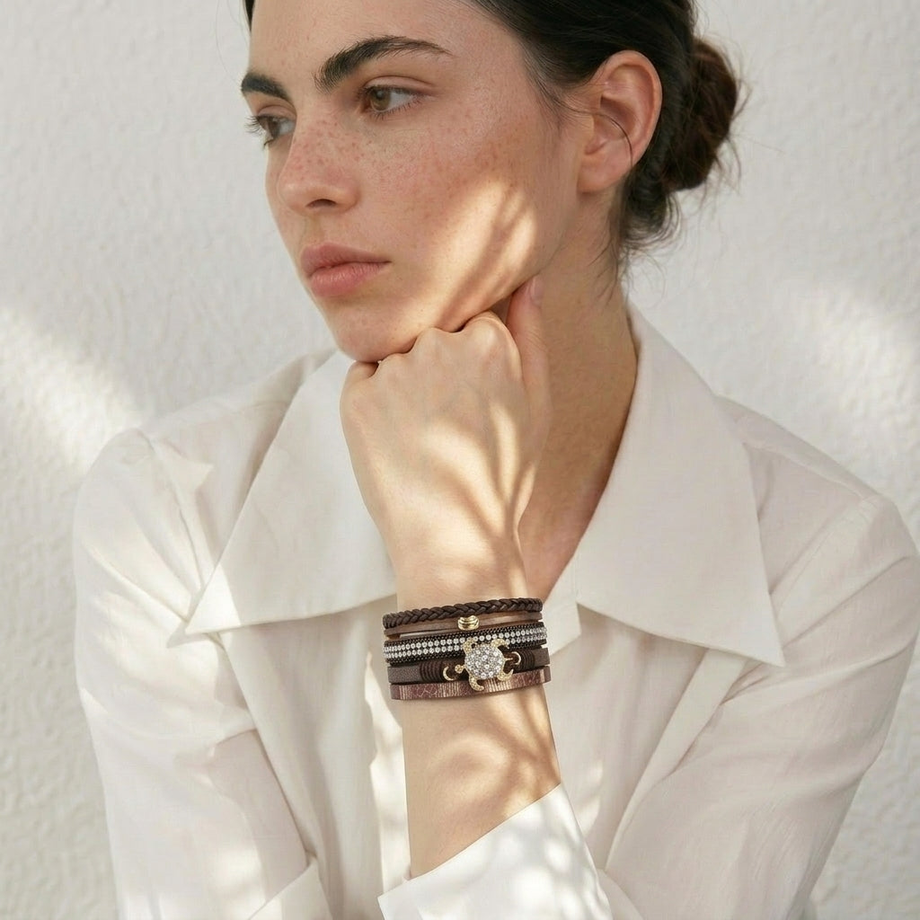 Bracelet cuir tortue | Bracelet femme tendance et raffiné