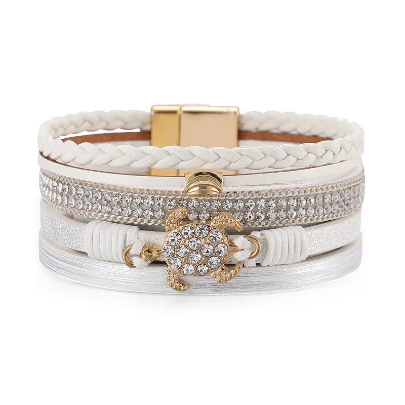 Bracelet cuir tortue | Bracelet femme tendance et raffiné Blanc