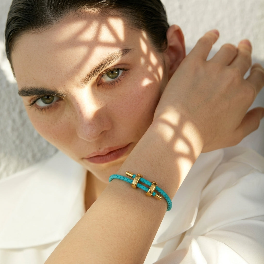 Bracelet cuir tressé femme bracelet minimaliste doré | WristArt