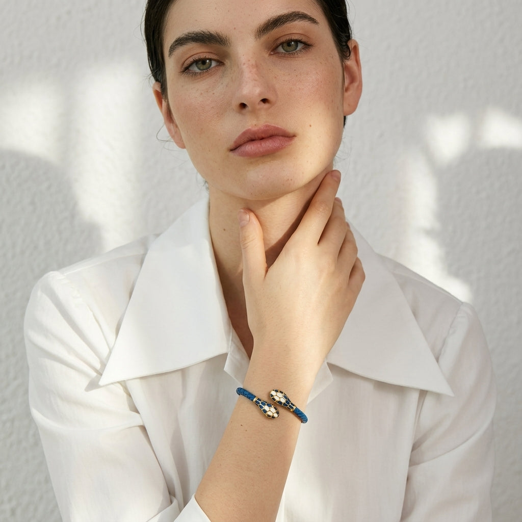 Bracelet cuir tressé femme bracelet serpent | WristArt