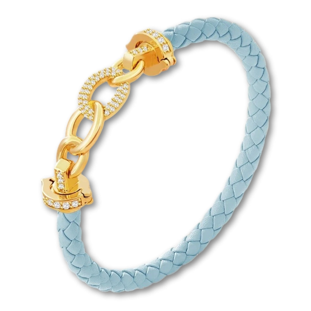 Bracelet cuir tressé femme maillons dorés | Élégant et raffiné