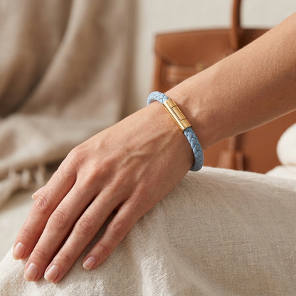 Bracelet cuir tressé fermoir doré – Mixte, 16 couleurs
