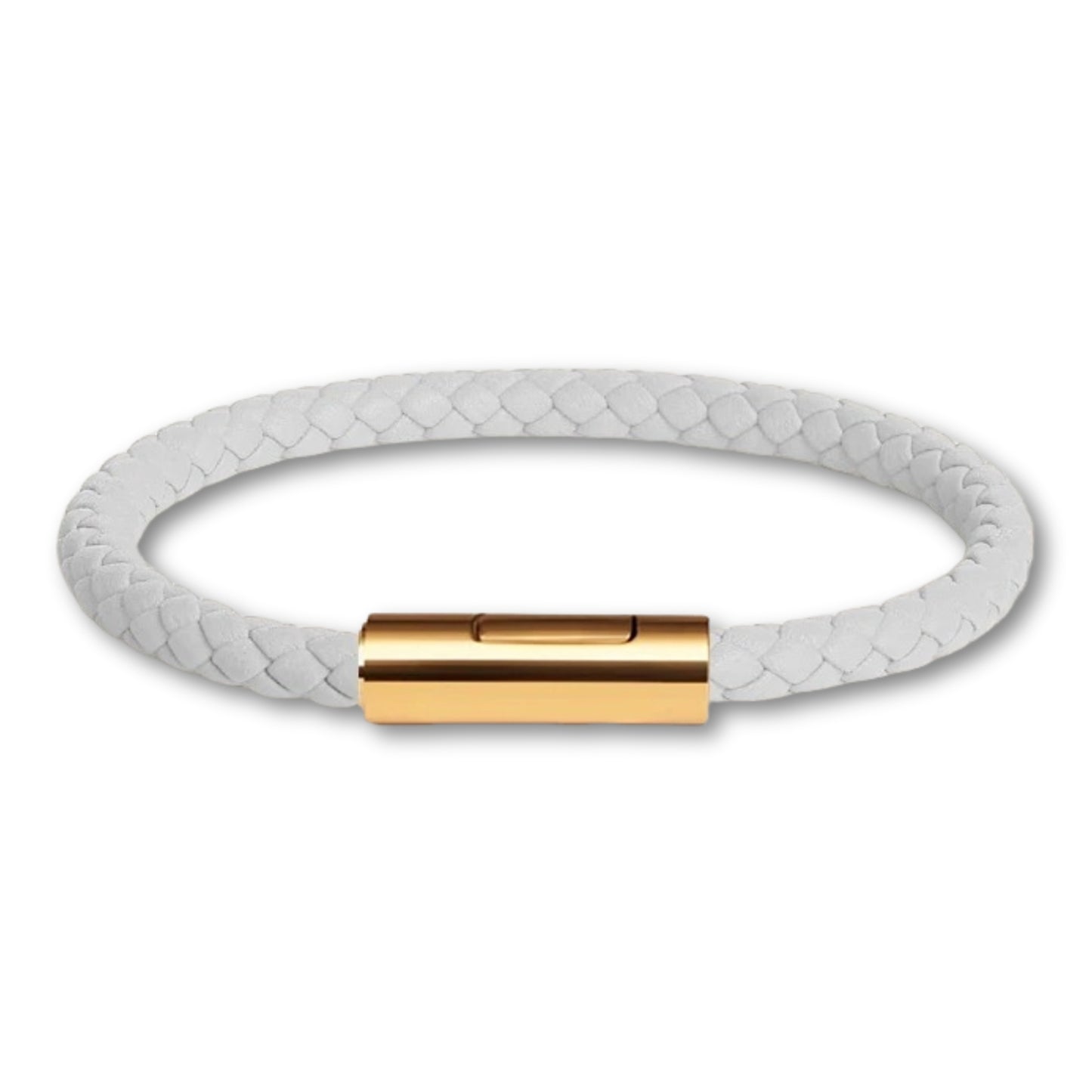Bracelet cuir tressé fermoir doré – Mixte, 16 couleurs Blanc / 16 cm