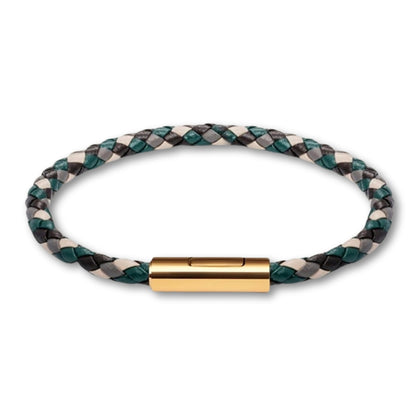 Bracelet cuir tressé fermoir doré – Mixte, 16 couleurs Camouflage / 16 cm