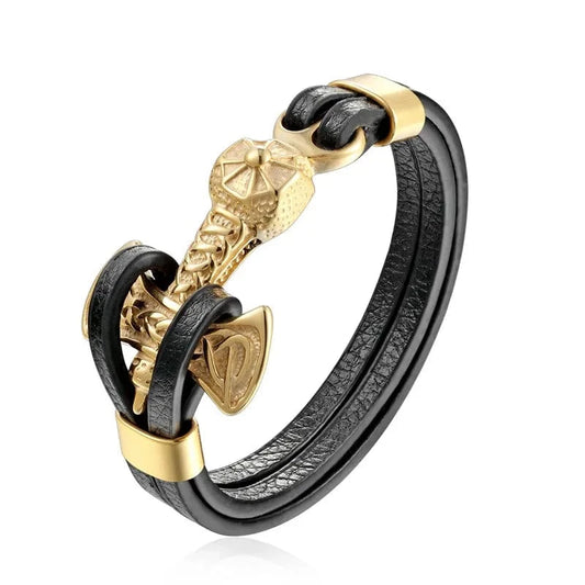 Bracelet cuir tressé homme Elegant Or / 19cm