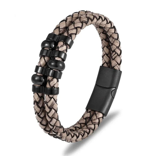 bracelet cuir tressé homme élégant retro Marron / 19cm