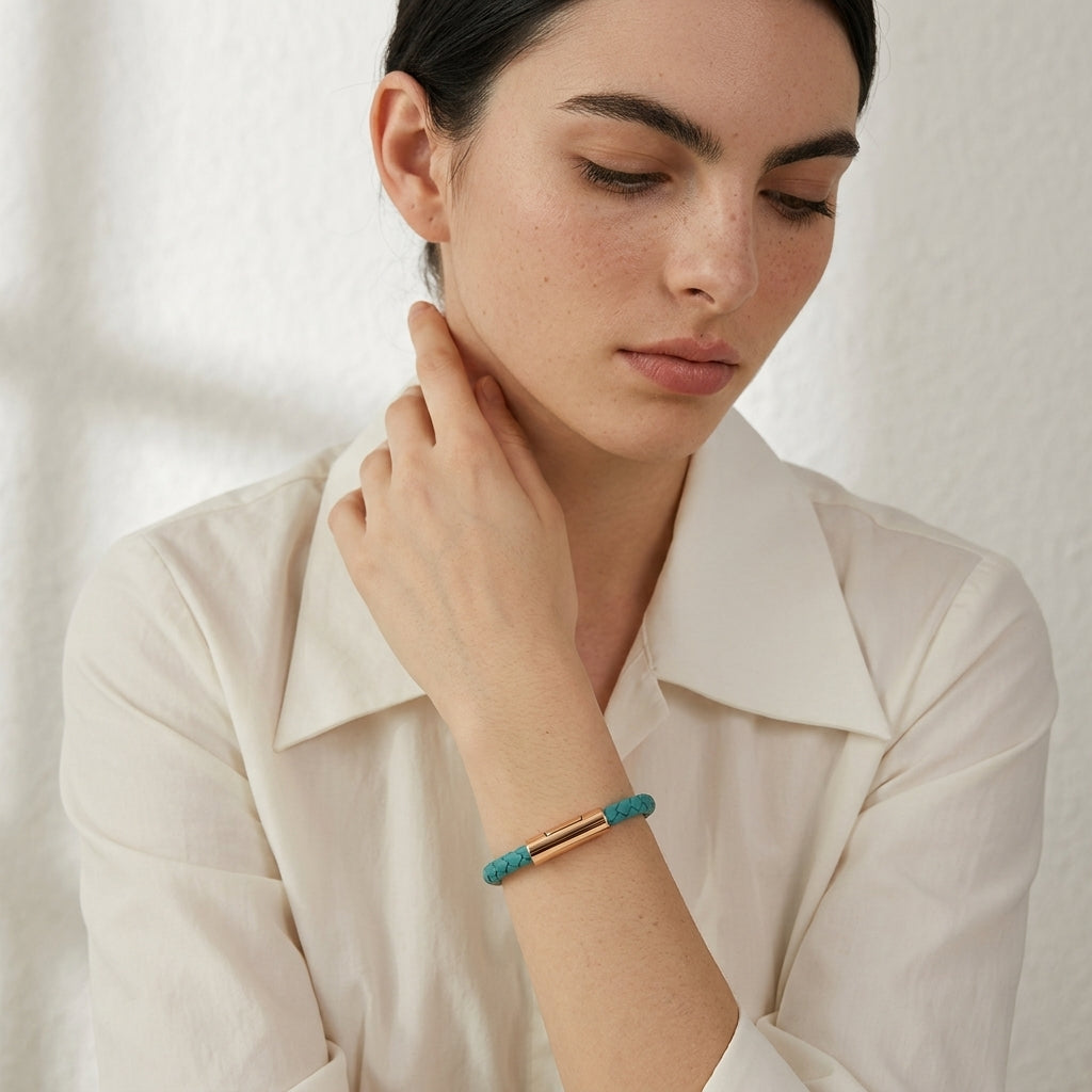 Bracelet cuir tressé mixte bracelet minimaliste doré | WristArt